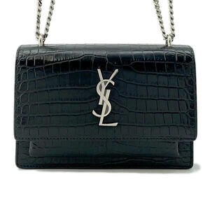 Saint Laurent Paris Chain Wallet Sunset YSL Black